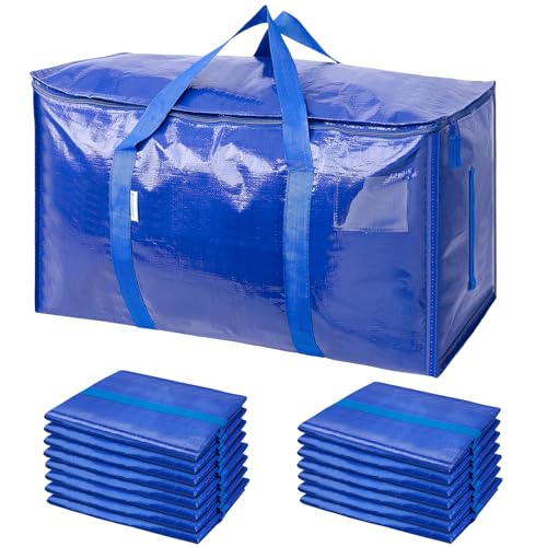TICONN 16 Pack Extra Large Moving Bags with Zippers & Carrying Handles, Heavy-Duty Storage Tote Moving Boxes for Space Saving (16 PK, 30 Gallon) - color: Blue-30 Gallon, size: 16 Pack
