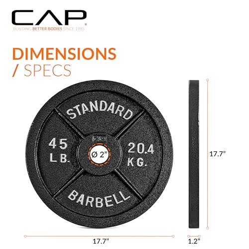 CAP Barbell 2-Inch Olympic Weight Plate | Multiple Options - size: 45 lb - Single, style: Classic - Black