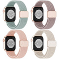 4 Pack Magnetic Stretchy Braided Sport Loop for Apple Watch Band Women Men | Nylon Elastic Strap Compatible with iWatch Series 11/10/9/8/SE/7/6/5/4/Ultra 3 2 for 38mm 40mm 41mm 42mm 44mm 45mm 46mm 49mm - color: Succulent/Smoke Violet/Sand Pink/Starlight,