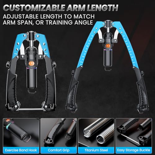 Twister Arm Trainer, 3 in 1 Hydraulic Power Chest Workout Equipment with Ab Roller Wheels and Hooks, Adjustable 22-440lbs Arm Trainer for Men Women, Home Gym Equipment for Full Body Strength Training - color: blue
