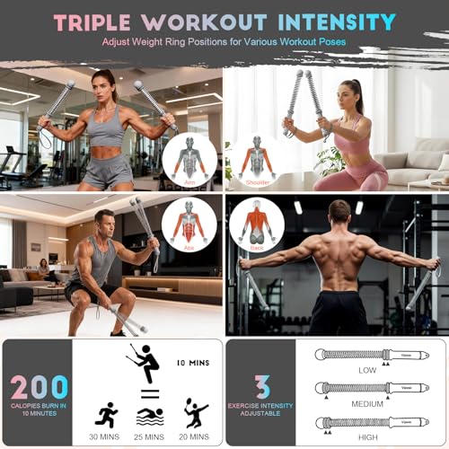Adjustable Weights Cordless Battle Ropes,Portable Ropeless Battle Ropes for Home Gym with Storage Bag, Weighted Exercise Equipment for Low-Impact Workout, Strength & HIIT, for Men & Women - color: gray