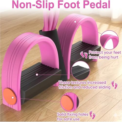 6-Tube Pedal Resistance Band with Handles, Pink | Upgraded 6-Tube, Pedal Puller for Home Workouts, Full-Body, Core Strength, Arm Training and Leg Exercises