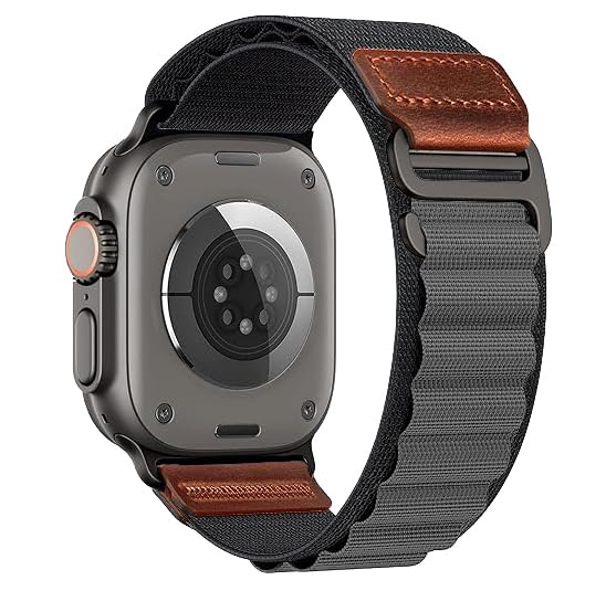Alpine Loop Nylon Compatible with Apple Watch Ultra 3/2/1 Band 49mm Series 11/10/9/8/7/6/5/4/3/2/1/SE 46mm 45mm 44mm 42mm, Adjustable Soft Sport Strap with Leather Design for iWatch Men - color: Dark Gray