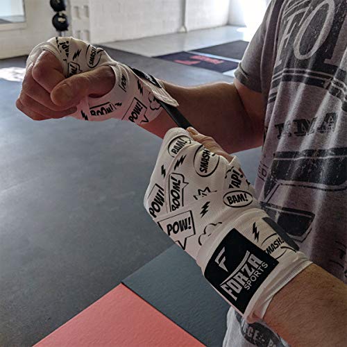 Forza Sports 180" Mexican Style Boxing and MMA Handwraps - color: Comic Book White