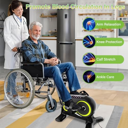 Mini Exercise Bike, Motorized Under Desk Pedal Exerciser Leg/Arm Cycle for Senior, Auto&Manual Mode, Adjustable Speed, LCD Display, Remote Control - size: 12 Speed