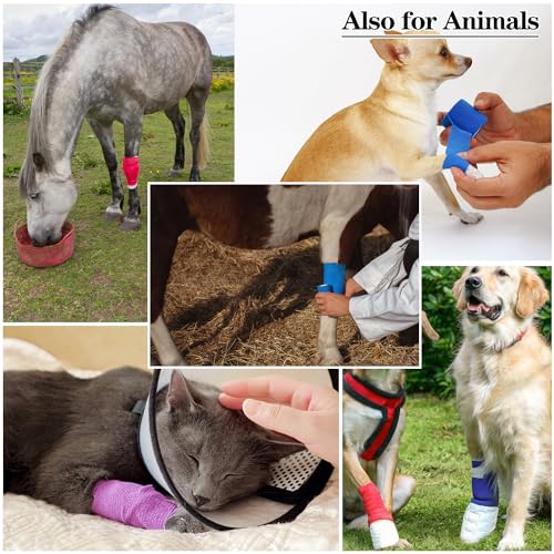 6pcs 2in Self Adhesive Bandage Wraps, Vet Wraps, 12 Colors to Choose, 5 Yard Self Adherent Wraps for Sports - color: 6pcs Skin Color