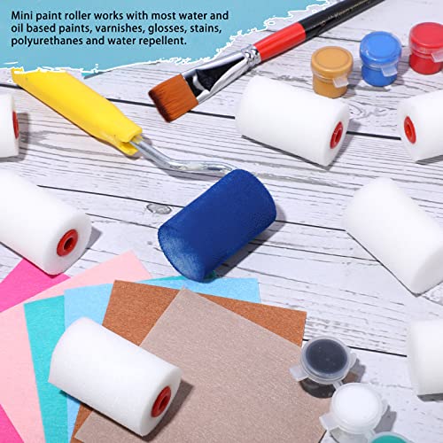 60 Pcs 2 Inch Foam Mini Paint Roller Covers Small High Density Sponge Paint Roller Refills for Painting House Wall Cabinet Household Tool Textured Smooth Corner