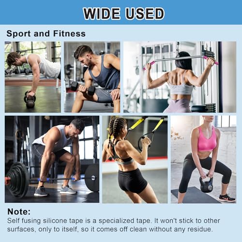Grip Tape Silicone Rubber Grip Tape Fusion Water-Resistan Tape for Handle，Pull Up Bar, Barbells, Dumbbells, Lacrosse, Sport Equipments and Tools (Pink, 26ft) - color: pink, size: 26ft