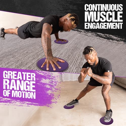Gliding 9” Sliders for Working Out on Any Floor, 1 Pair + 4 Videos | The Original Exercise Gliders, Discs for Full Body Fitness, Pilates, Core, Physical Therapy and Resistance Workouts - color: Purple