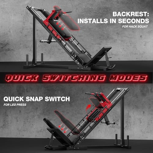 JELENS Leg Press Hack Squat Machine, Leg Machine for Home Gym with Linear Bearing, L11 Professional Adjustable Leg Exercise Machine, Lower Body Workout - color: Red, size: 190LB Colored Weights Package