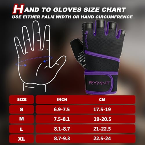 Workout Gloves with Wrist Wrap Support, Weight Lifting Gloves with Full Palm Protection & Extra Grip for Men Women Gym Exercise, Fitness, Weightlifting, Pull ups - color: Purple, size: Large