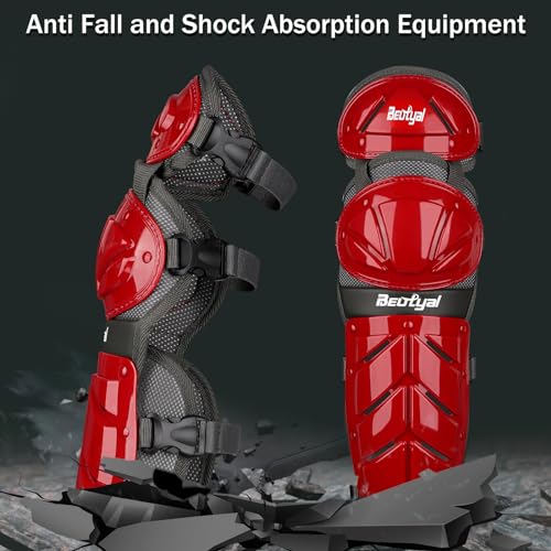 Baseball Softball Catcher Leg Guards Shin Guards for Youth Adult - size: 15"-Adult Red