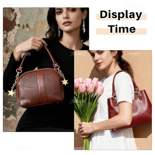 AUEAR, Replacement Handles Bag Purses Straps Black Handbag Strap with Gold Lobster Buckles for Small Handmade Straw (15.7 Inches, Style A, Wine Red) - color: Wine Red