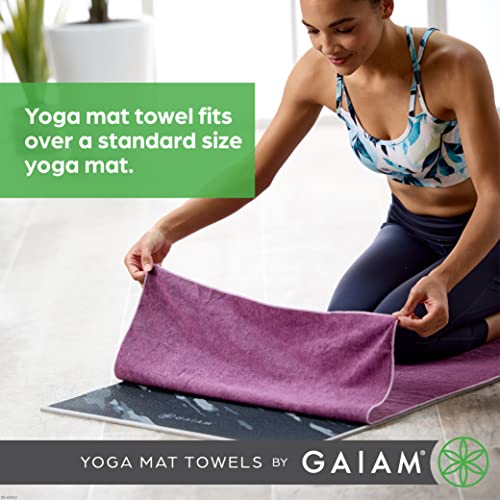 Gaiam Yoga Mat Towel Microfiber Mat-Sized Yoga Towel for Hot Yoga - color: Folkstone Grey, size: 24"W x 68"L