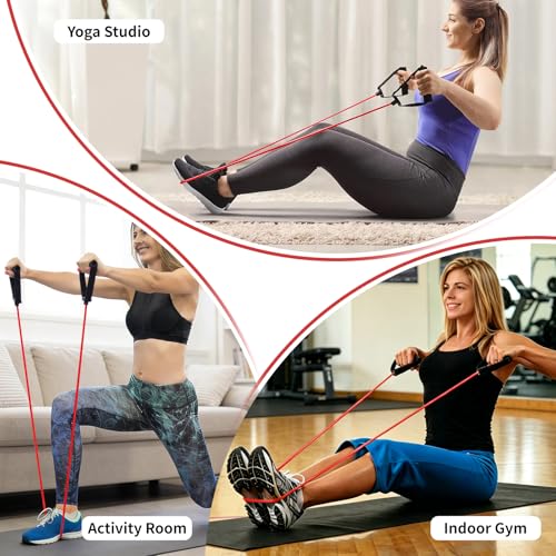 10-Pack Bulk Resistance Bands with Handles, Same Resistance Level, for Resistance Training, Physical Therapy, Home Workouts, Fitness & Pilates - color: Red 20-25LBS