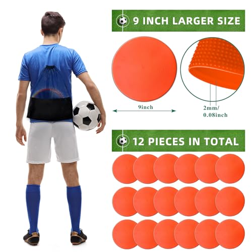 Poly Spot Markers 4 inch/9 inch Non-Slip Rubber Agility Training Markers Floor Dots Flat Field Cones for Football, Soccer, Basketball, School Exercise Drills, Dance Practice - color: Orange Red, size: 9 inch