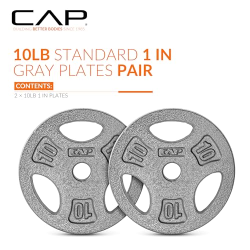 CAP Barbell Standard 1-Inch Grip Weight Plates - color: Gray, size: 10 lbs Plate Pack (x2)