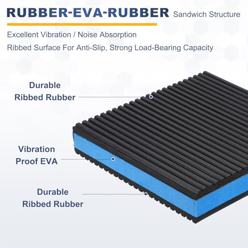 HARFINGTON 4Pcs Rubber Anti-Vibration Pads 5" x 5" x 7/8" Heavy Duty EVA Vibration Isolation Mats for HVAC Washers Compressors Treadmills Air Conditioner - size: 5"