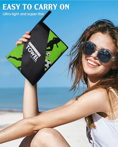Soccer Player Silhouettes Beach Towel, 36"x72" Sand Free Quick Dry Thin Lightweight Microfiber Football Towel Gifts - color: Sport-8