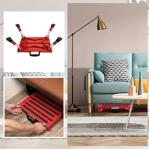 Homeon Wheels Foldable RV Step Stool, Portable Aluminum Platform with Anti-Slip Safety Surface and Handles, Adjustable Height Folding Steps Support Up to 1000 lbs, 16.5" x 11.8", Red - color: Red