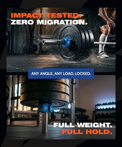 Lock-Jaw OLY 2 Barbell Collars Olympic Barbell Clamps 2 Pcs – Heavy Duty Bar Clamps for 2” & 50mm Olympic Bars – Secure Weight Bar Clamps for Strength Training & Home Gym Accessories – Quick Release - color: Blue