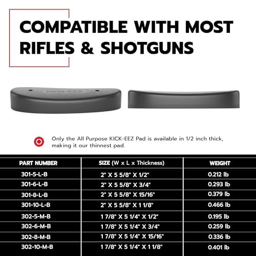 KICK-EEZ All-Purpose Grind to Fit Recoil Pad for Rifle & Shotguns | Up to 94% Recoil Reduction | Screw-On Sorbothane Buttstock Pad | Shotgun Accessories