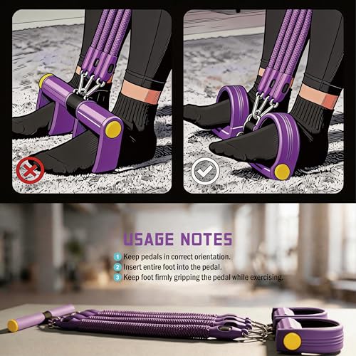 Upgraded Pedal Resistance Band with 4x25 lbs Resistance Tubes Multifunction Home Gym Workout Equipment for Sit Up & Calves Back ABS Leg Hip Arm Exercise - color: Black