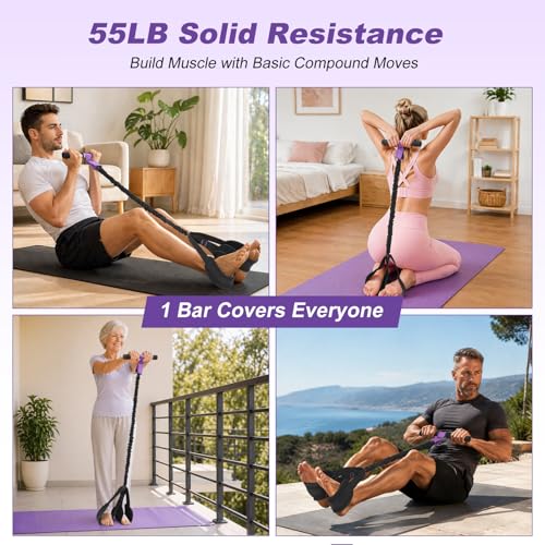 Foot Pedal Resistance Band with Handle, Upgrade Full Body Workout for Men & Women, Core Abs Legs Glutes Arms, Pilates Strength Training Home Gym Equipment