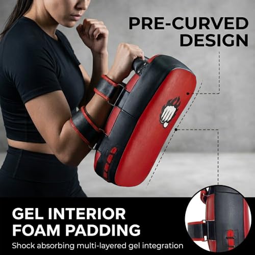 Punch Sports Muay Thai Pad – Curved Kickboxing Strike Pads with EVA Foam Padding,Synthetic Leather Training Pad for MMA, Karate & Boxing - size: Pair