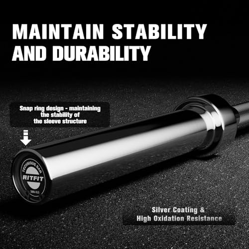 RITFIT Olympic Barbell 4ft/6ft - 2 Inch Weight Bar for Strength Training, Weightlifting, Squat, Deadlift, Bench Press, Curl, Overhead Press - 350lbs/500lbs Capacity - color: Silver, size: 6FT without Collar