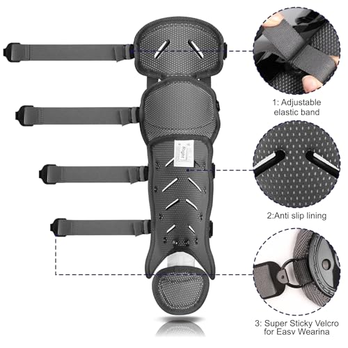 Baseball Softball Catcher Leg Guards Shin Guards for Youth Adult - size: 15"-Adult Black
