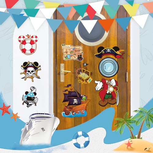 RiVolTa Mouse Cruise Door Magnets - 9 PCs Pirate Captain Ship Cabin Decorations Stateroom Sea Navigation Accessories Anchor Funny Magnetic Stickers for Party Carnival Cars Refrigerator Locker Decor - color: Pirate Ship
