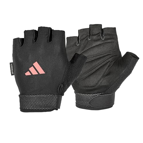 adidas Essential Training & Weightlifting Gloves, Fingerless Workout Gloves - color: Pink, size: Medium