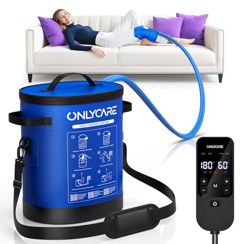 ONLYCARE Cold Therapy Machine, Ice Machine for Knee After Surgery,Dark Blue | Portable Machine with Quiet Pump, Large Cold Pad for Ankle, Arm Joints, Sports Injuries, Cryotherapy Pain Relief - color: Dark Blue