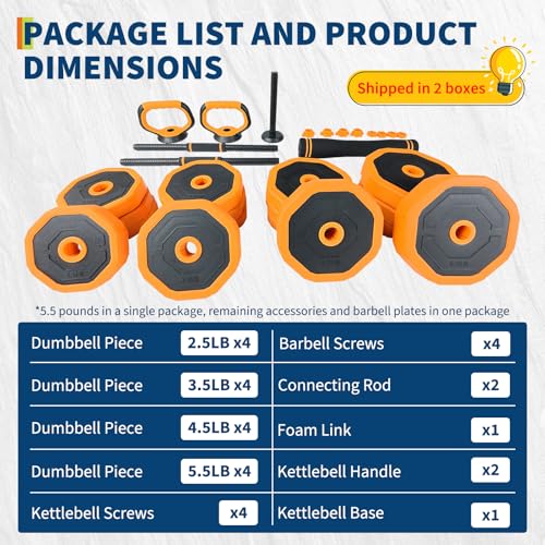 Adjustable Dumbbells, 44/66/88lbs Free Weight Set with Connector | Adjustable Dumbbell Weight Set Used as Dumbbell,Barbells,Kettlebells and Push-up, - size: 66 LB