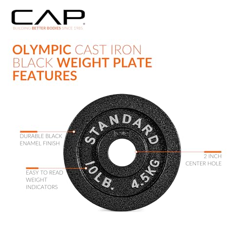 CAP Barbell 2-Inch Olympic Weight Plate | Multiple Options - size: 10 lb - Set of 4, style: Classic - Black