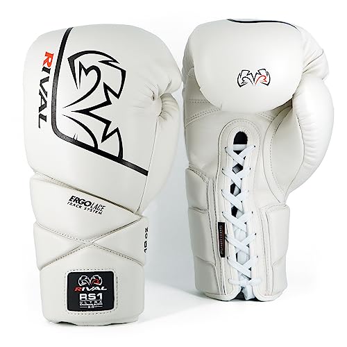 RIVAL Boxing RS1 2.0 Ultra Pro Sparring Gloves, Lace-up Closure - Super-Resistant Microfiber, Soft Inner Lining, and High-Density Padding - color: White, size: 18 oz.