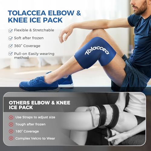 Elbow and Knee Ice Pack - Cold Ice Sleeve with Reusable Gel & Cold Therapy Compression for Knee, Shin Splints, Calf Strain, Flexible Ice Pack for Tennis Elbow, Tendinitis(Small (Pack of 1), Blue) - color: Blue, size: Small
