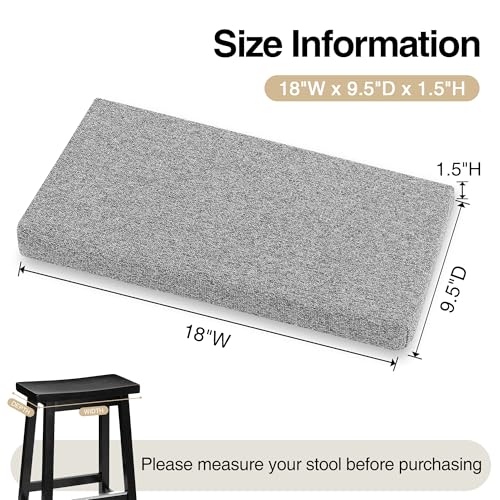 Tromlycs Saddle Bar Stool Cushion Rectangle Small Bench Cushion, Light Grey | Rectangular Seat Cushion, Rectangle Bar Stool Cover Pad, Kitchen Farmhouse, with Strap Ties, 18x9.5 Inch - color: Light Grey