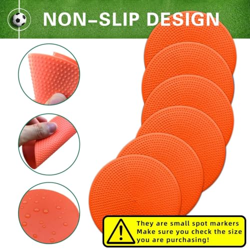 12/24Pcs Poly Spot Markers 4 inch/9 inch Non-Slip Rubber Agility Training Markers Floor Dots Flat Field Cones for Football Basketball Soccer School Exercise Drills Gym Dance Practice 6 Colors - style: 4 inch 60 Pcs Orange Red (TPE)