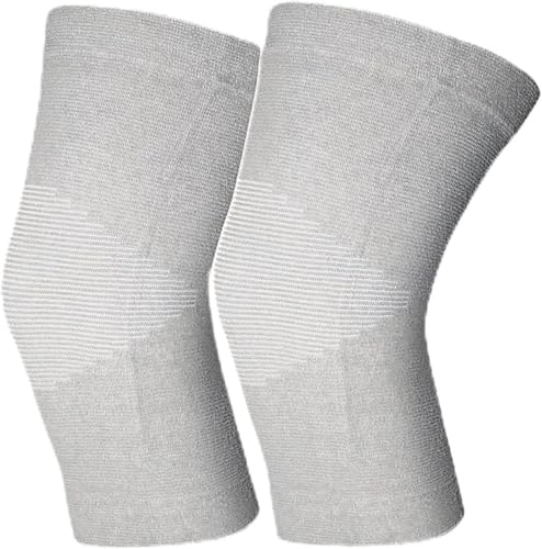 Bamboo Knee Sleeves for Women Knee Pain, One Pair Bamboo Knee Compression Sleeve (1 Pair- Gray, Medium) - size: Medium
