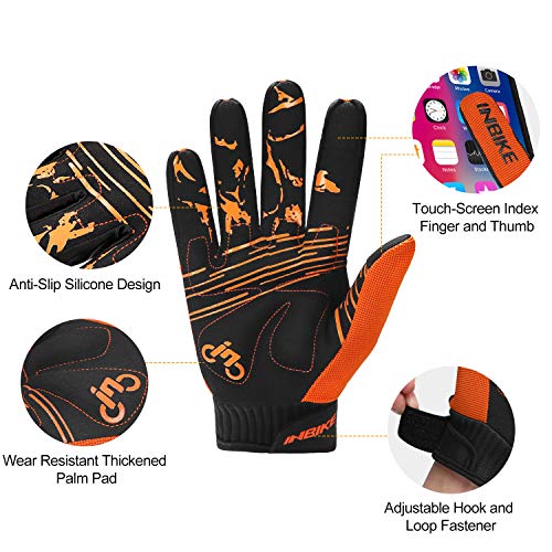INBIKE Cycling Gloves for Men/Women Bike Gloves with Touchscreen-Padded Anti-Slip Mountain Biking MTB Bicycle Gloves for Cycling/Workout/Gym/Outdoor - color: Orange, size: X-Large