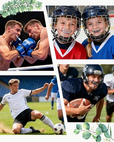 Piemow 4 Pcs Mouth Guard, Religious Faith Cross Sports Mouthguard with Case | Mouth Guards Braces for Football Boxing Basketball Lacrosse Hockey and All Contact Sports - color: Black/White