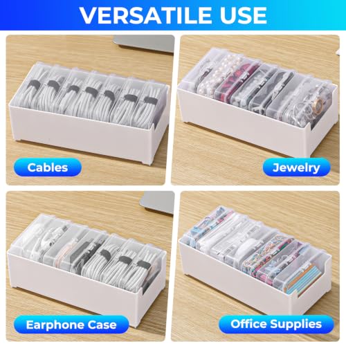 Cable Organizer Storage Box 7 Case Cable Box with Cable Straps and Label Stickers, Travel Cord Organizer for Charging Cables, USB Wires, Earphones – Drawer Organization for Home & Office - color: 7 pcs Individual case for cable