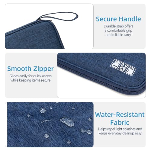 Cord Organizer Travel Case, Cable Organizer Bag for Chargers, USB Cables, Power Bank & Electronics Accessories, Portable Tech Organizer Pouch with Mesh Pockets, Water Resistant Travel Gear Bag - color: deep blue, size: S