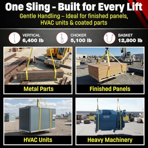 DD Sling (USA Made). Multiple Sizes in Listing! 2" x 30', 2 Ply Twisted Eye, Nylon Lifting Slings, Eye & Eye, 6,400 lbs Vertical, 5,100 Choker, 12,800 Basket Load (2inX30ft) - size: 2inX30ft