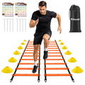2 Pack 20ft Agility Ladder Set, 40ft Total Adjustable Speed Ladder with 12 Cones, 8 Stakes, 1 Carry Bag - Parallel Footwork Drills Gear for Football Soccer Basketball Training Equipment - color: Orange