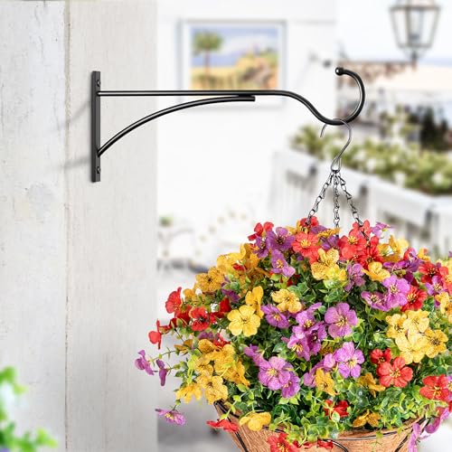 saffruff 11 Inch Heavy Duty Plant Hangers Outdoor, Metal Plant Brackets for Hanging Baskets, Plant Wall Hooks for Bird Feeders, Wind Chimes & Lanterns, Premium Metal Hooks Matte Black, 30lbs Capacity - size: 11 in, 1 pk