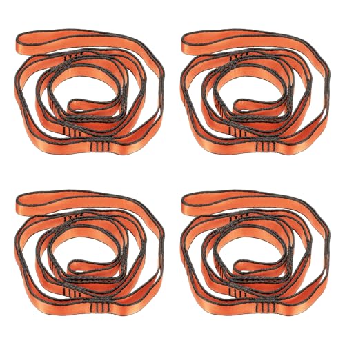 PATIKIL Daisy Chain Straps, Strong Climbing Strap Adjustable Nylon Chain Sling with Loops for Aerial Yoga Hammock Swing - color: Orange, size: 51 Inch