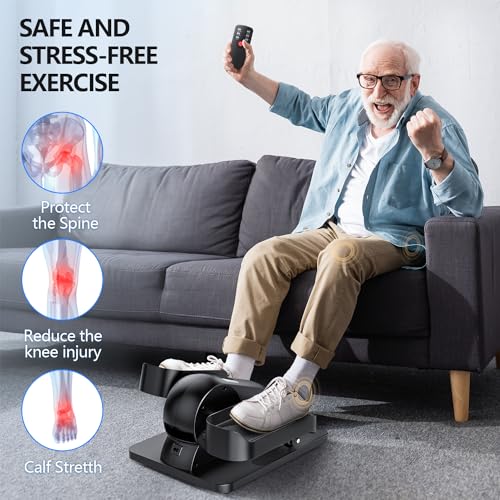Under Desk Elliptical Machine for Senior Mini Elliptical Leg Exerciser with Remote Quiet Portable Electric Seated Foot Pedal Exerciser for Home Office - size: Compact